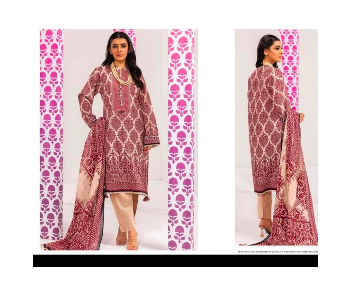 Khaddi lawn printed 3piece