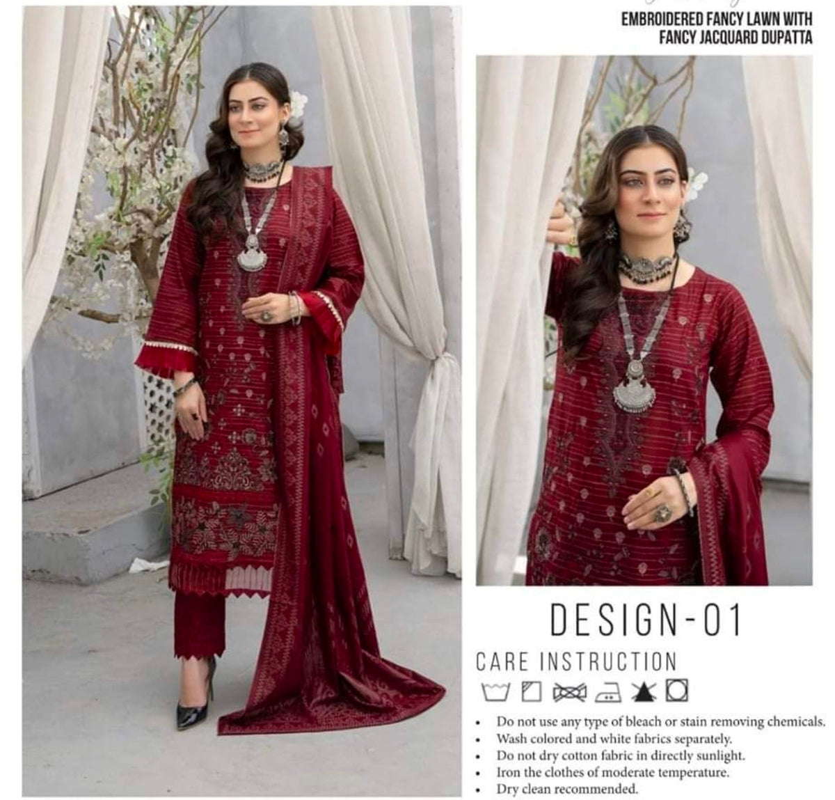 Embroidered fancy lawn suit